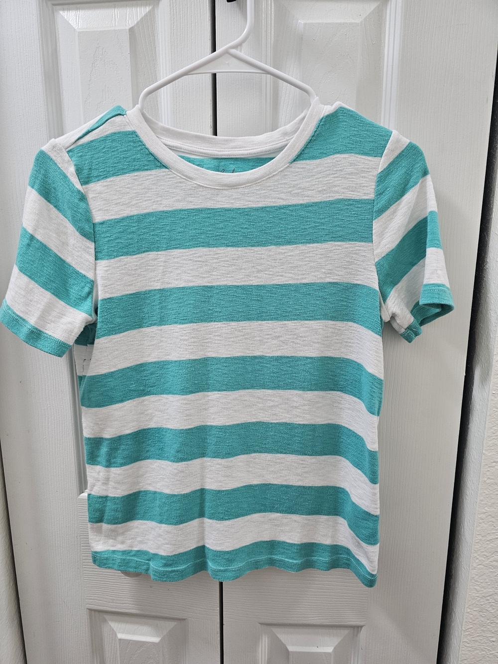 Women's Marled Teal & White Striped Short Sleeve Tee